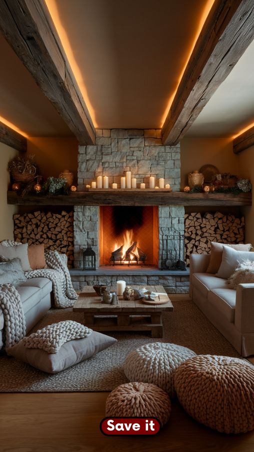 Make the Fireplace the Heart of the Cabin