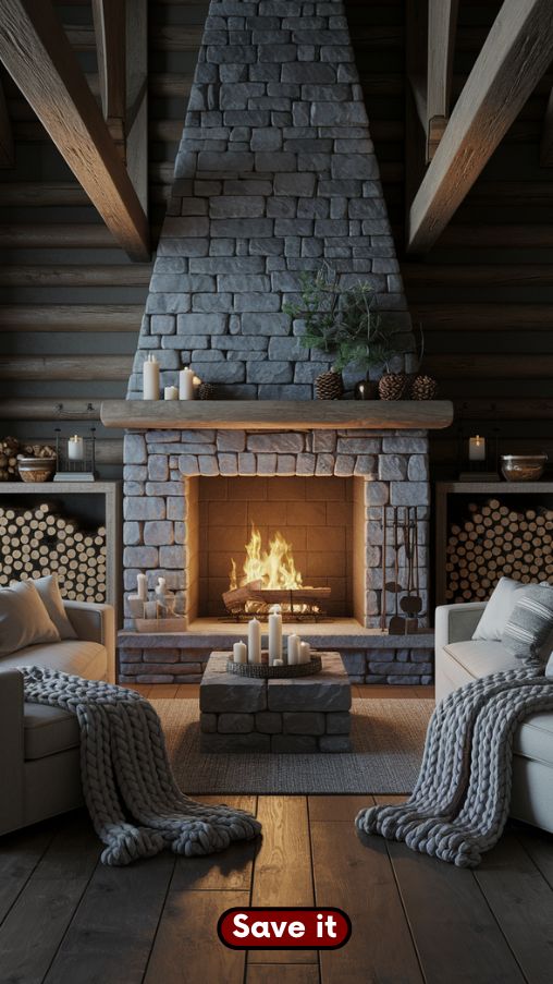 Make the Fireplace the Heart of the Cabin