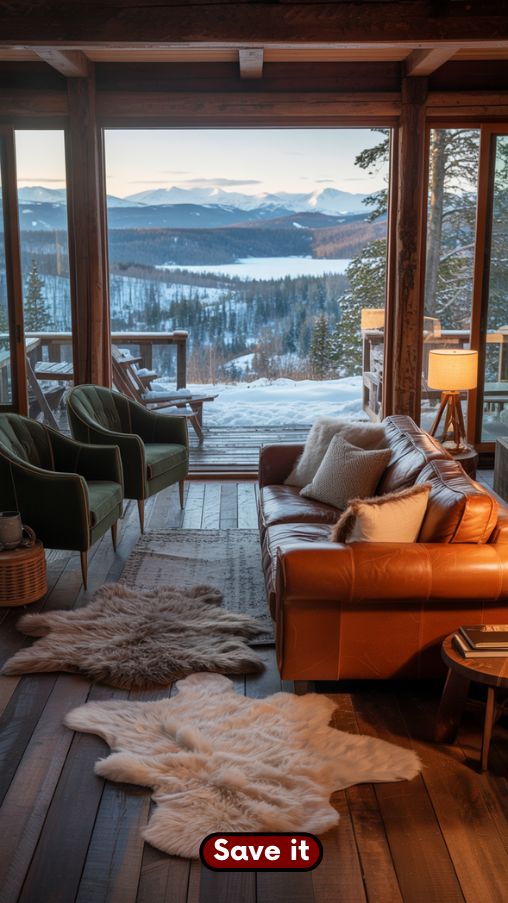 Outdoor Views and Nature Connection in a Cozy Winter Cabin