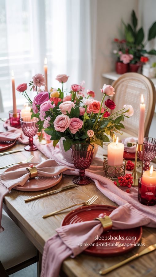 Pink and Red Tablescape Ideas