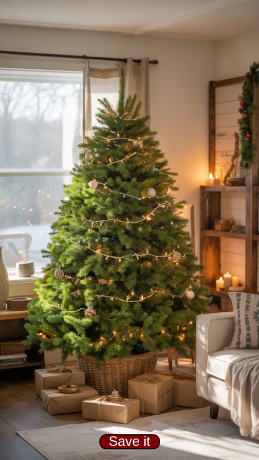 Real Christmas Tree Ideas for a Cozy Holiday Living Room