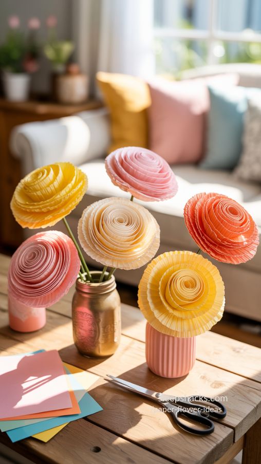 Rolled and Folded Paper Flowers for Creative DIY Home Decor