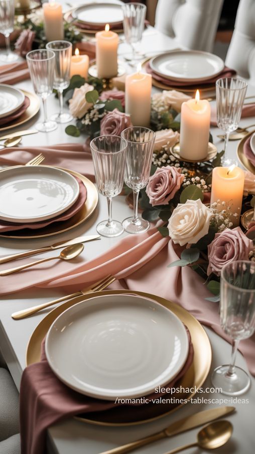 Romantic Valentines Tablescape Ideas Using Soft, Balanced Color Palettes