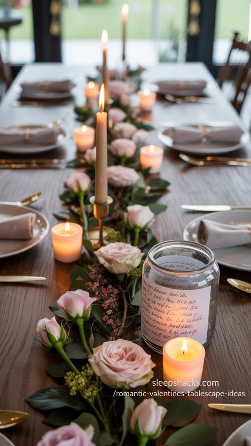 Romantic Valentines Tablescape Ideas with Low Centerpieces That Encourage Connection