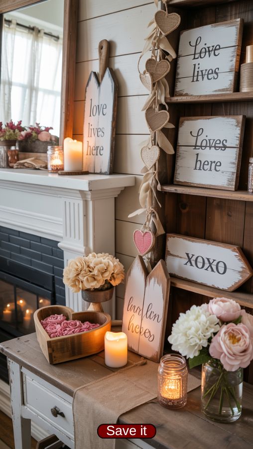 Rustic Farmhouse Valentine Signs for Cozy Home Decor