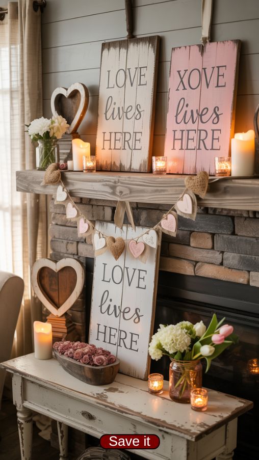 Rustic Farmhouse Valentine Signs for Cozy Home Decor