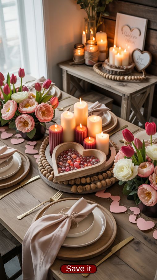 Rustic Farmhouse Valentine Tablescape Ideas