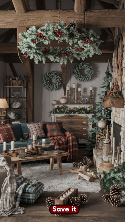 Rustic and Seasonal Accents for a Cozy Winter Cabin