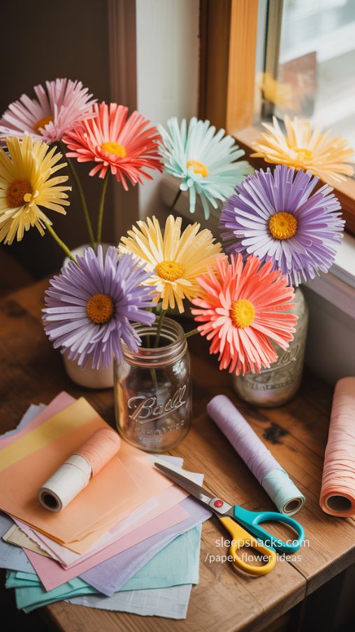 Textured Fringe-Edge Daisies for Creative DIY Paper Flower Decor