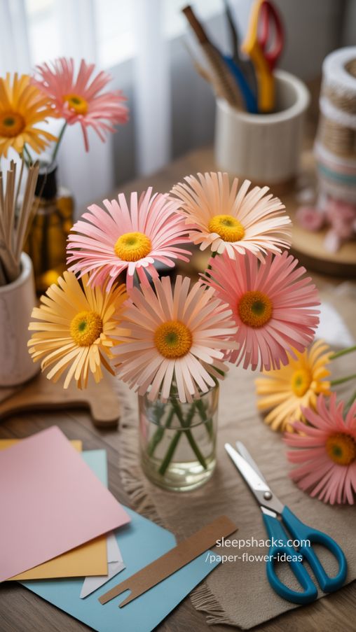 Textured Fringe-Edge Daisies for Creative DIY Paper Flower Decor