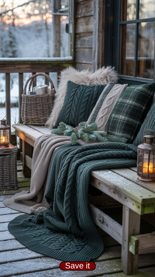 Winter Porch Decor Ideas Cozy Textiles and Layered Comfort
