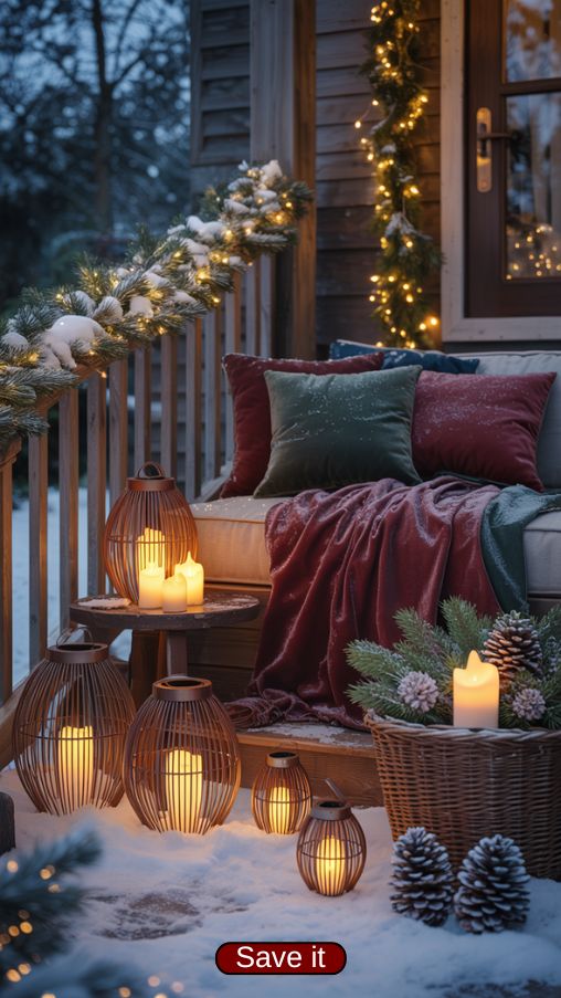 Winter Porch Decor Ideas with Cozy Festive Lighting
