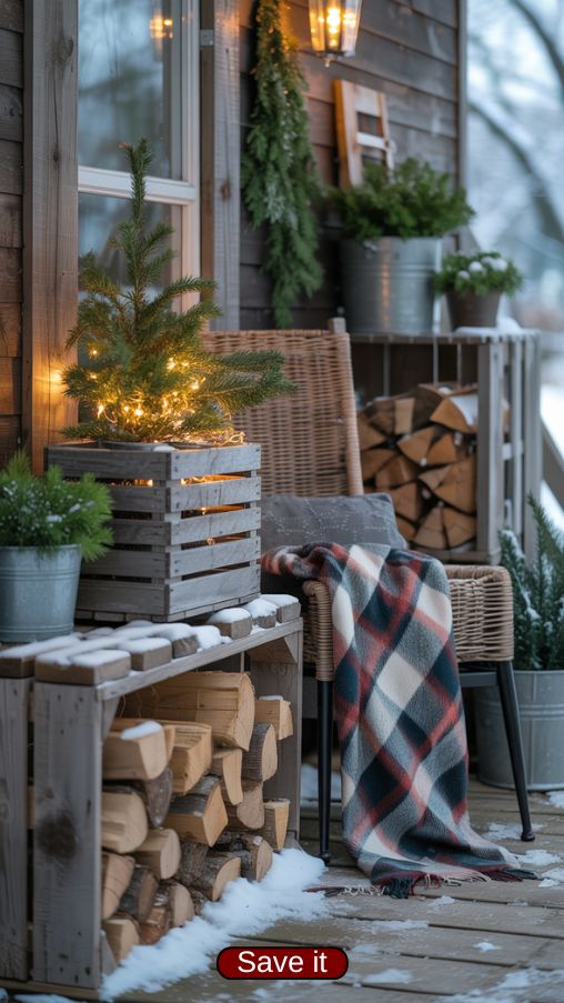 Winter Porch Decor Ideas with Layered Textures for a Cozy Look
