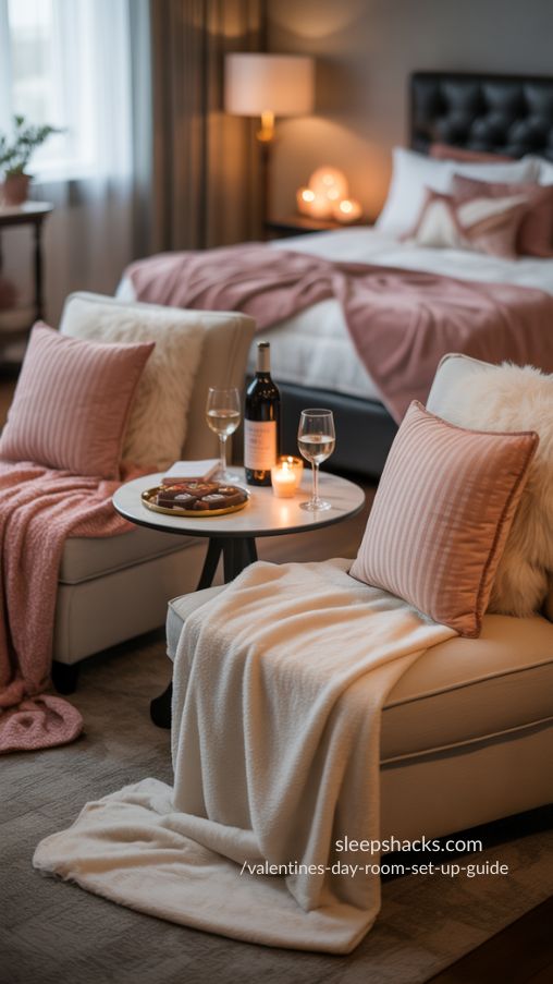 Cozy Valentine’s Day Seating Area for Intimate Moments