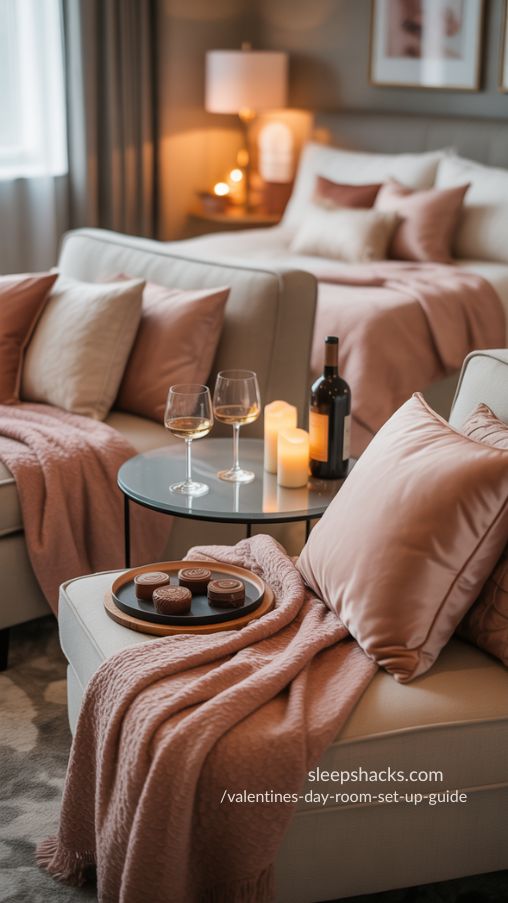 Cozy Valentine’s Day Seating Area for Intimate Moments
