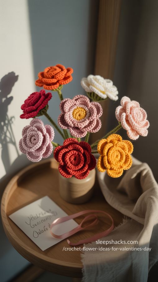 Crochet Flowers with Emotion – Using Colors for Valentines Day Bouquets