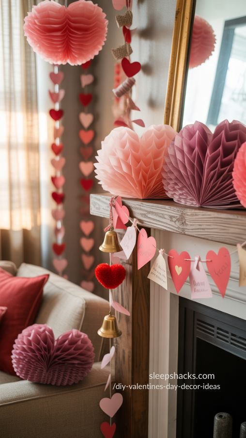DIY Valentines Day Heart Pom-Poms and Garland Decor Ideas