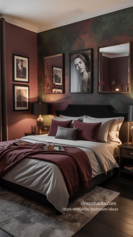 Decorating Walls in a Dark Romantic Bedroom – Moody, Intimate, and Luxurious