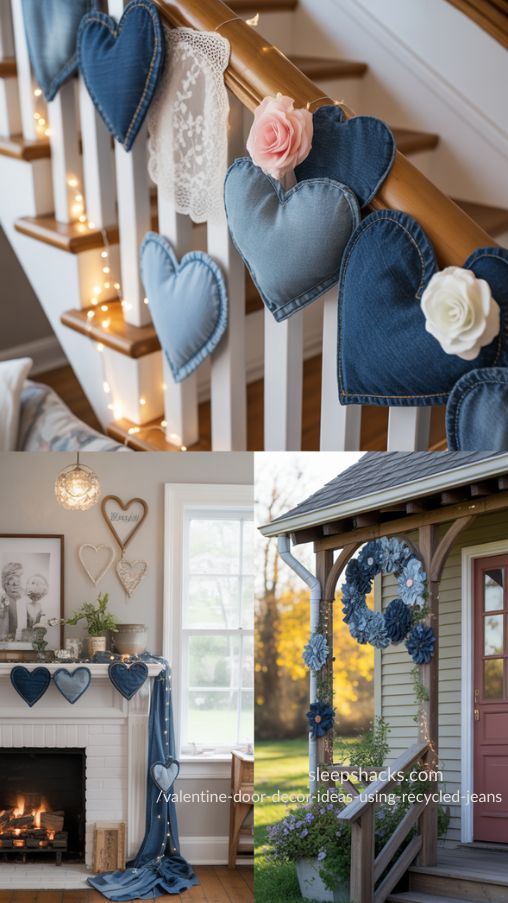 Displaying Your Valentine Denim Decor Indoors and Outdoors – DIY Upcycled Ideas