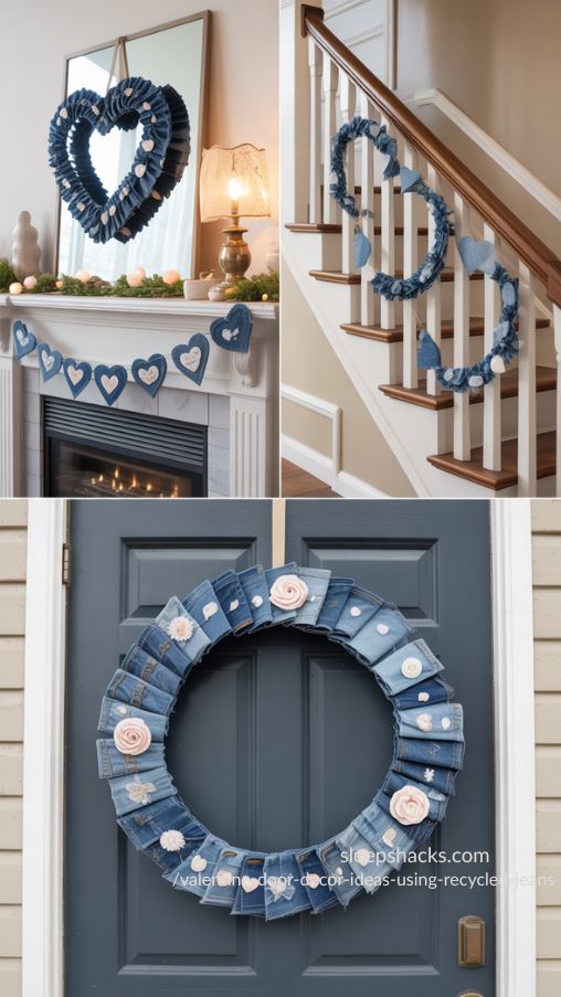 Displaying Your Valentine Denim Decor Indoors and Outdoors – DIY Upcycled Ideas