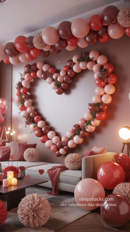 Elegant DIY Balloon Heart Wall for Valentine’s Day Decor