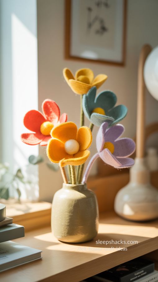 Felt Flower Craft Ideas for Bright and Happy Home Decor
