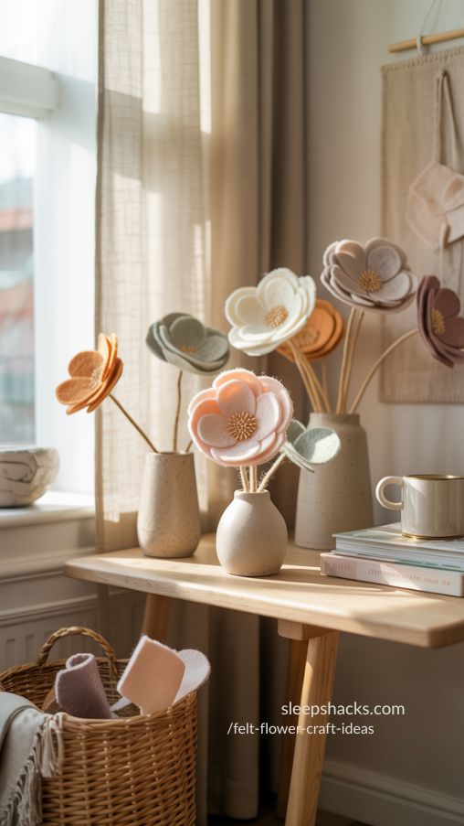 Felt Flower Craft Ideas for Cozy, Handmade Home Decor