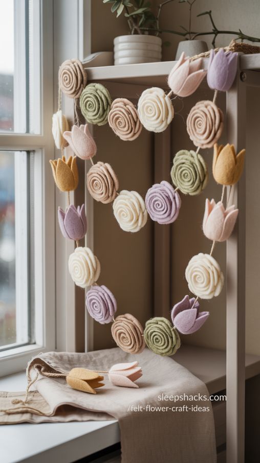 Felt Flower Craft Ideas for Soft and Flowing Garlands