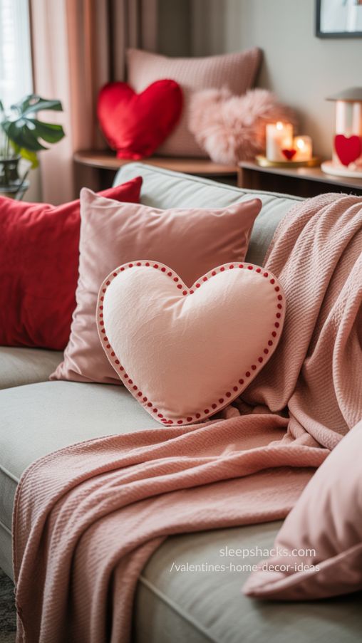 Heart-Shaped Pillows & Cozy Valentine Textiles