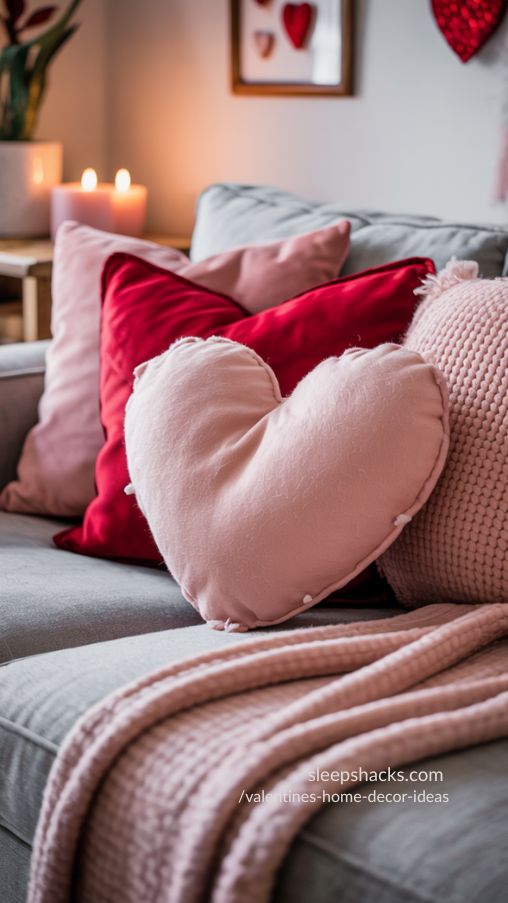 Heart-Shaped Pillows & Cozy Valentine Textiles