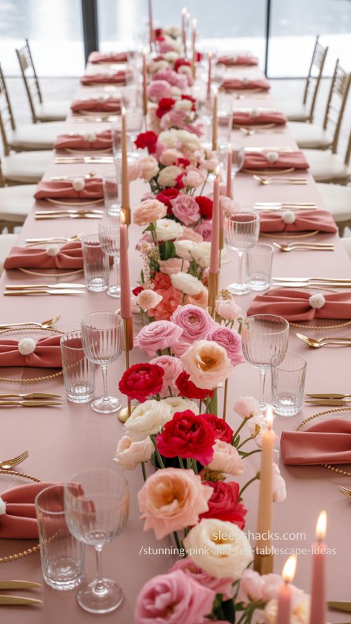 Intimate Valentines Day Pink and Red Tablescape with Candlelight and Personal Touches (2)