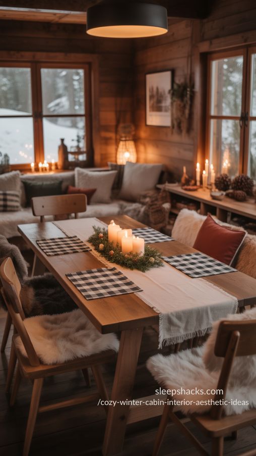Inviting Winter Cabin Dining Area Ideas