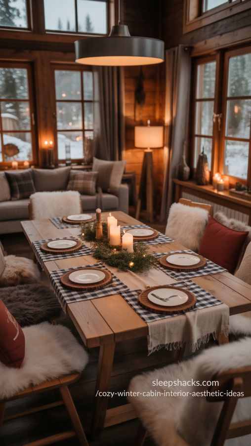 Inviting Winter Cabin Dining Area Ideas