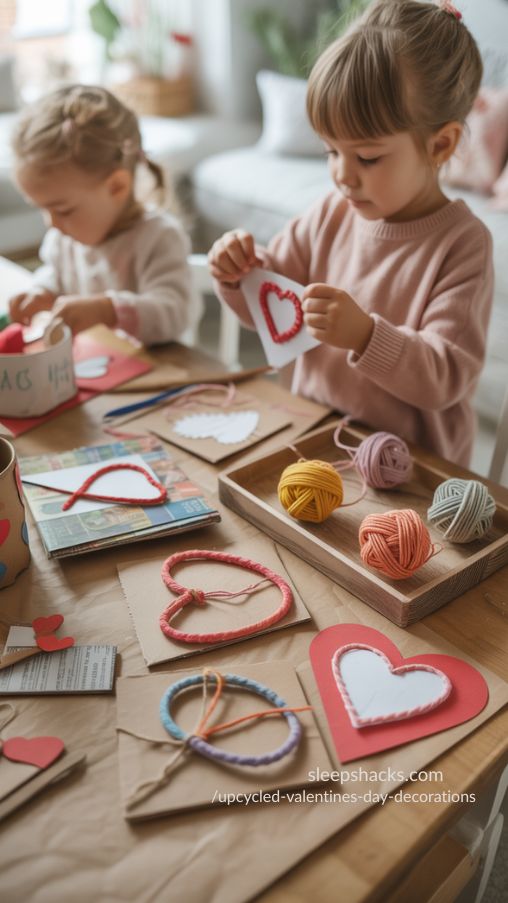 Kid-Friendly Upcycled Valentine’s Day Crafts with Recycled Paper and Handmade Hearts