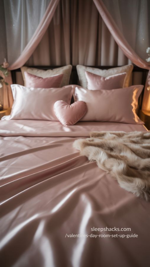 Luxurious Valentine’s Day Bed Setup for a Romantic Bedroom