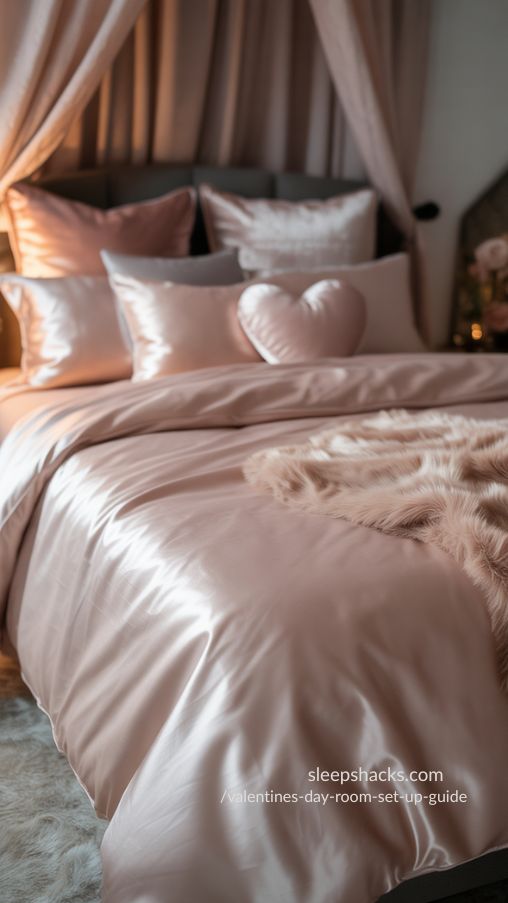 Luxurious Valentine’s Day Bed Setup for a Romantic Bedroom
