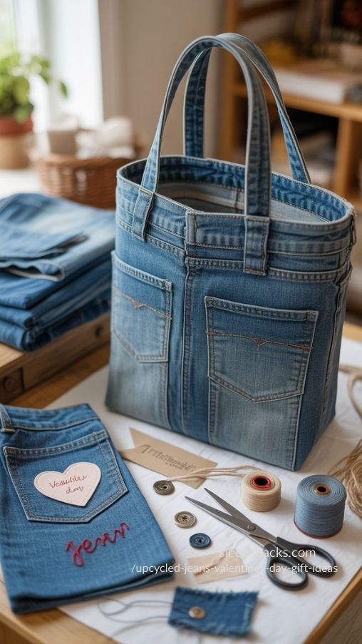 Materials and Steps for Making an Upcycled Denim Tote Bag