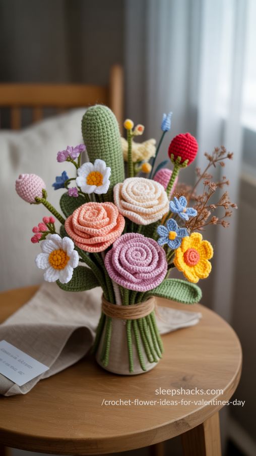 Mixed Crochet Flower Bouquets – Creative Valentine’s Day Gift Ideas