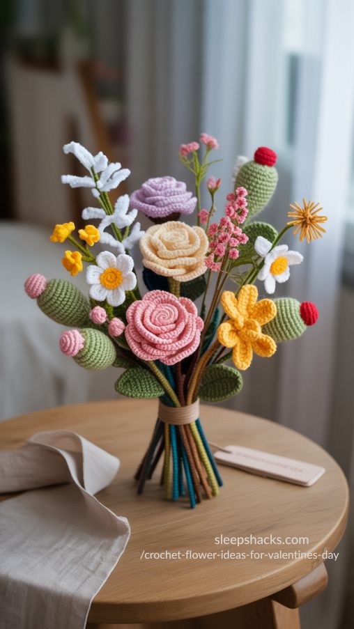 Mixed Crochet Flower Bouquets – Creative Valentine’s Day Gift Ideas