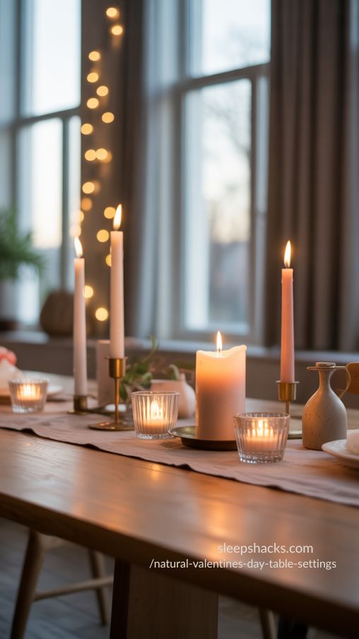 Natural Valentine’s Day Table Lighting with Candles and Soft Daylight