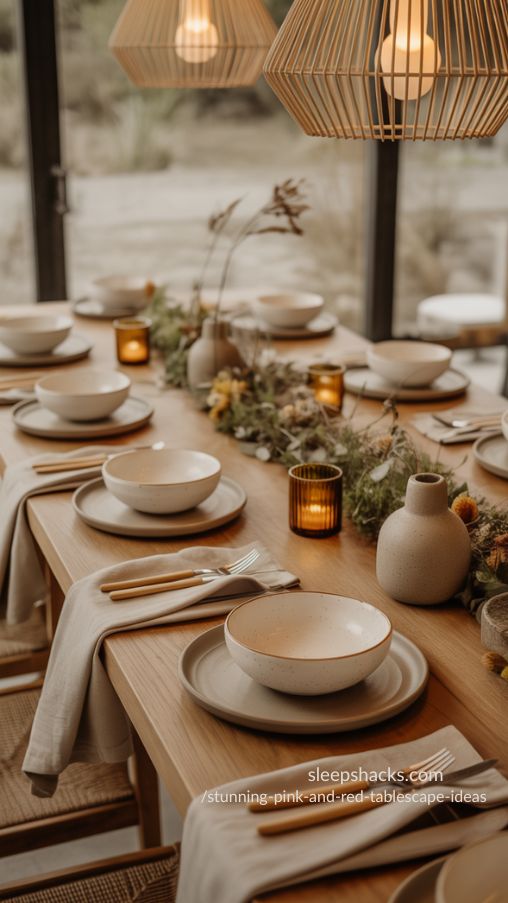 Natural and Uniform Tablescape with Earthy Tones and Organic Details (1)