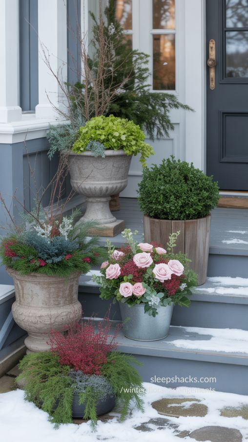 Outdoor Winter Floral Arrangements for a Magical Garden
