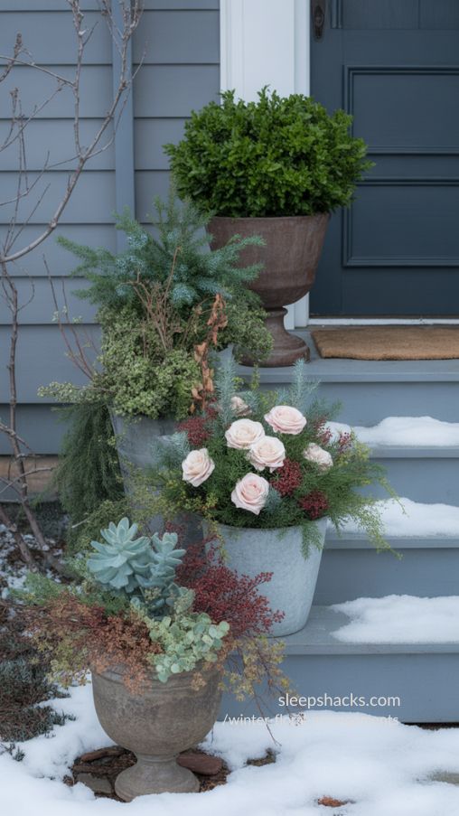 Outdoor Winter Floral Arrangements for a Magical Garden