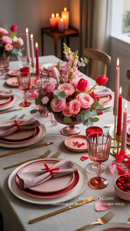 Pink And Red Tablescape Ideas (1)