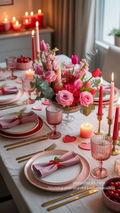 Pink And Red Tablescape Ideas (1)