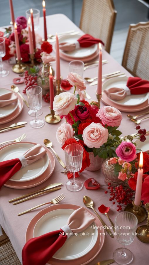 Pink And Red Tablescape Ideas (3)