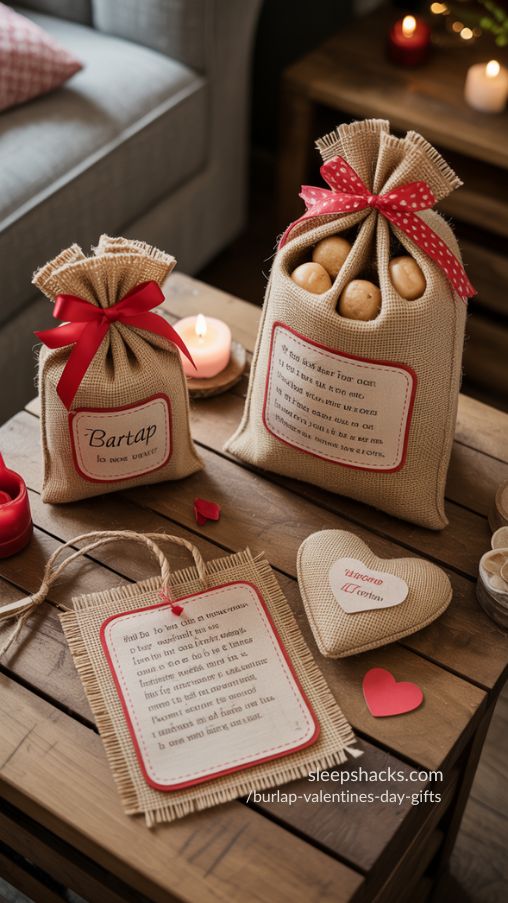 Romantic Burlap Valentines Gifts for Couples