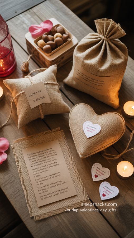 Romantic Burlap Valentines Gifts for Couples