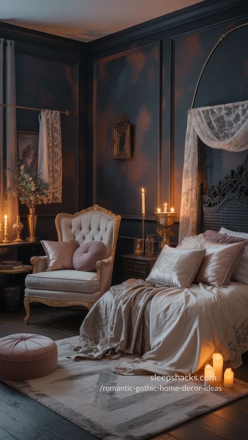 Romantic Gothic Home Decor Ideas – Dramatic Dark Colors with Soft Romantic Accents