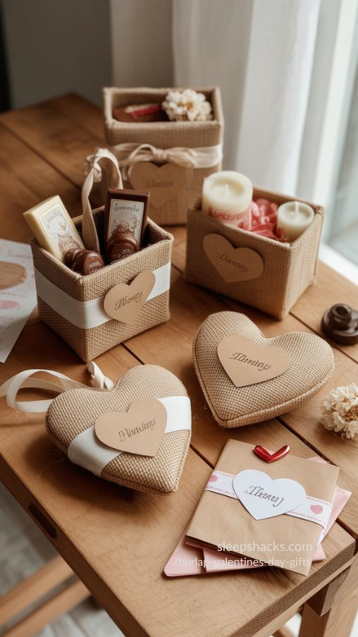 Rustic Burlap Valentines Gift Presentation Ideas